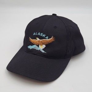 Alaska Flying Eagle Embroidered Logo Black Snapback Trucker Hat Cap 100% Cotton